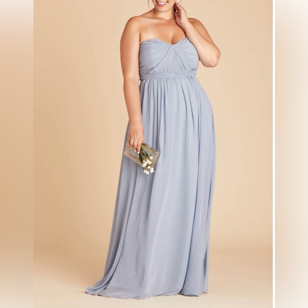 Birdy Grey Convertible Romantic Strapless Dusty Blue Bridesmaid  Dress 3XL K-37